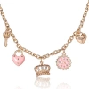 Juicy Couture Gold-tone Crystal Charm Necklace In Burgundy