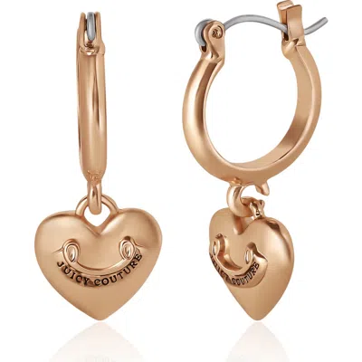 Juicy Couture Gold-tone Heart Charm Hoop Earrings