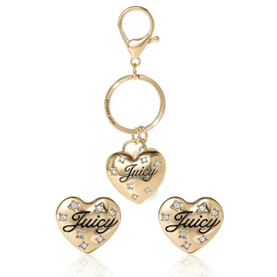 Juicy Couture Gold-tone Heart Keychain Bag Charm & Earring Set