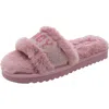 Juicy Couture Halo Womens Embellished Faux Fur Slide Slippers In Multi