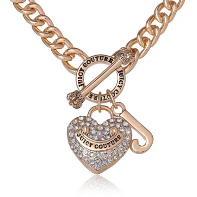 Juicy Couture Gold-tone Heart And Logo Toggle Charm Necklace