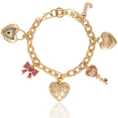 Juicy Couture Heart & Key Charm Bracelet In Gold