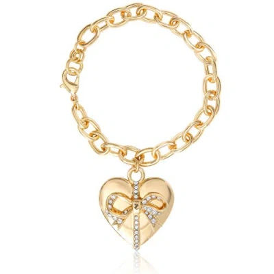 Juicy Couture Heart Bow Drop Bracelet, Gold-tone Pavé