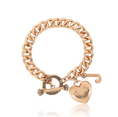 Juicy Couture Toggle Bracelet With Crystal Heart Charm In Gold