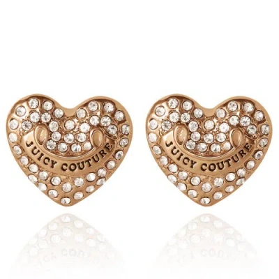 Juicy Couture Heart Crystal Stud Earrings, Gold-tone With Crystals