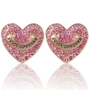 Juicy Couture Heart Crystal Stud Earrings, Gold-tone With Crystals In Pink