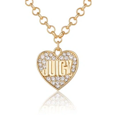 Juicy Couture Heart Script Logo Necklace In Gold