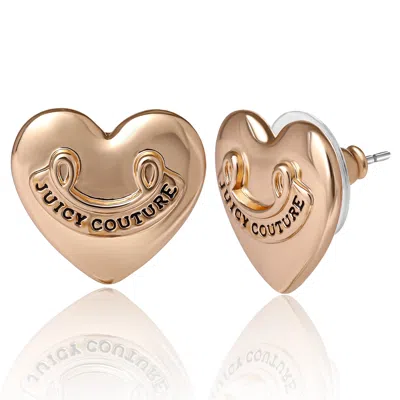 Juicy Couture Heart Stud Earrings With Iconic Logo In Gold