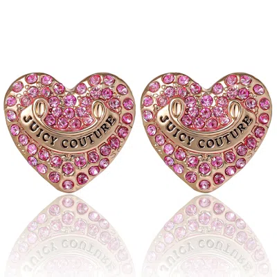 Heart Stud Earrings With Crystal Accents In Purple from Juicy Couture