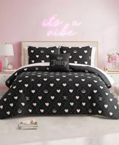 Juicy Couture Hearts Diamond Bed In A Bag Comforter Sets In Black