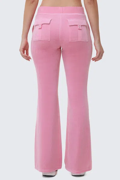 Juicy Couture Heritage Cotton Velour Track Pants In Pink