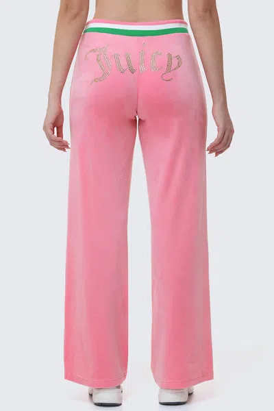 Juicy Couture Heritage Stripe Bling Velour Track Pants In Multi