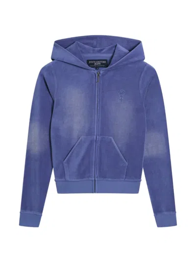 Juicy Couture Heritage Velour Hoodie In Blue