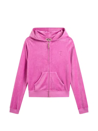 Juicy Couture Heritage Velour Hoodie In Pink