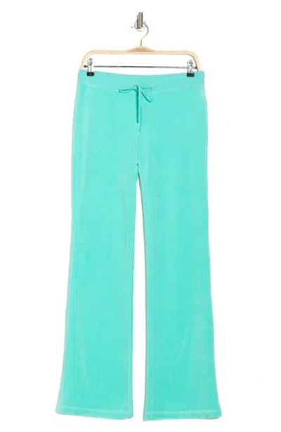 Juicy Couture Heritage Velour Wide Leg Track Pants In Bermuda Sky