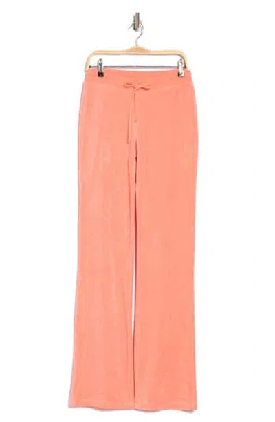 Juicy Couture Heritage Velour Wide Leg Track Pants In Guava