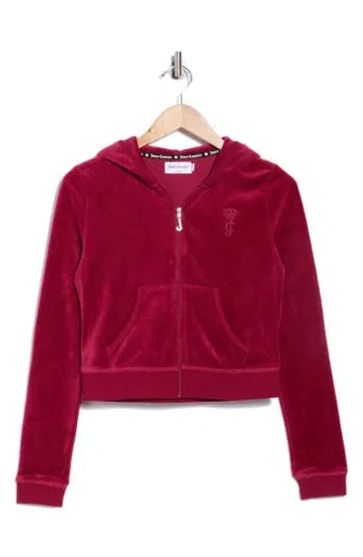 Juicy Couture Heritage Velour Zip-up Hoodie In Burgundy
