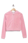 Juicy Couture Heritage Velour Zip-up Hoodie In Pink