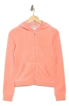 Juicy Couture Heritage Velour Zip-up Track Jacket In Guava
