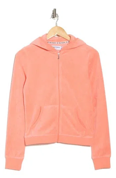 Juicy Couture Heritage Velour Zip-up Track Jacket In Guava
