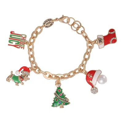 Juicy Couture Holiday Charm Bracelet In Goldtone