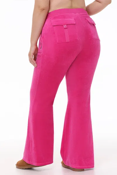 Juicy Couture Hollywood Scottie Snap Pocket Cotton Velour Track Pants In Pink