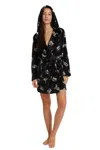Juicy Couture Hooded Luxe Plush Robe In Black