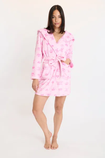 Juicy Couture Hooded Luxe Plush Robe In Pink