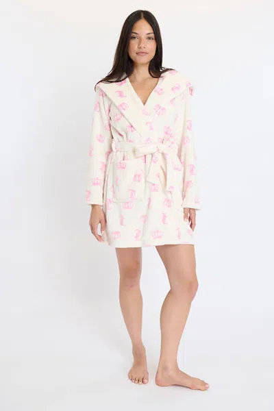 Juicy Couture Hooded Luxe Plush Robe In White