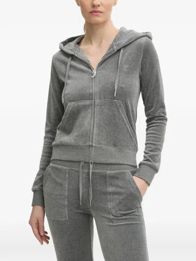 Juicy Couture Hooded Zip Top In Gray
