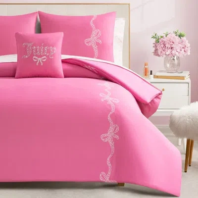 Juicy Couture Hotel Stripe Leopard Bows Bed-in-a-bag Comforter Set In Pink