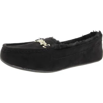 Juicy Couture Intoit Womens Faux Fur Lined Glitter Moccasin Slippers In Multi