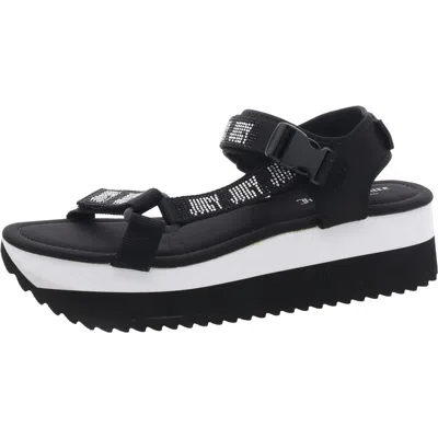 Juicy Couture Izora Womens Embellished Synthetic Flatform Sandals In Black