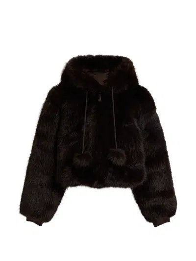 Juicy Couture Java Hooded Faux-fur Jacket In Brown