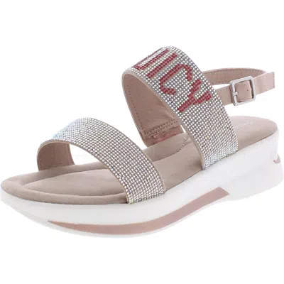 Juicy Couture Jc Idol Womens Rhinestone Graphic Wedge Sandals In Multi