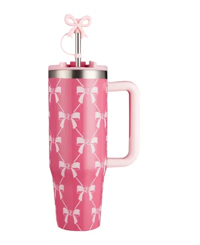 Juicy Couture Jetsetter 30 Oz. Tumbler In Pink Bow Trellis