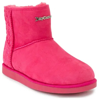 Juicy Couture Kave Womens Faux Suede Slip On Winter & Snow Boots In Pink
