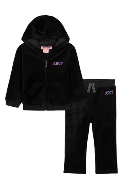 Juicy Couture Kids' 2-piece Velour Hoodie Set In Black