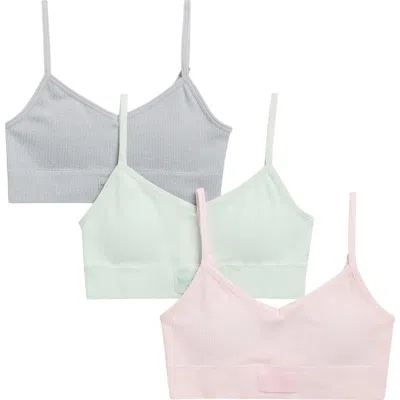 Juicy Couture Kids' 3-pack Seamless Rib Bralettes In Multi