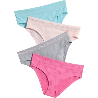 Juicy Couture Kids' 4-pack Assorted Stretch Bikini Briefs In Multi