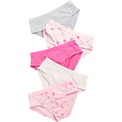 Juicy Couture Kids' 5-pack Stretch Cotton Bikinis In Multi