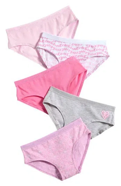Juicy Couture Kids' 5-pack Assorted Stretch Bikini Briefs In Pink