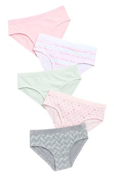 Juicy Couture Kids' 5-pack Stretch Cotton Bikini Briefs In Multi