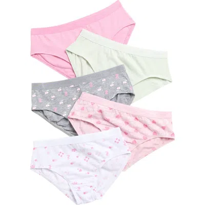 Juicy Couture Kids' Assorted 5-pack Stretch Cotton Bikini Briefs In Red