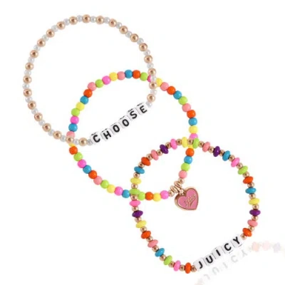 Juicy Couture Kids Beaded Stretch Bracelet Set In Multi