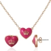 Juicy Couture Kids Crown Heart Necklace & Earring Set In Pink