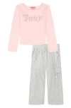 Juicy Couture Kids' Crystal Embellished Long Sleeve T-shirt & Pants Set In Gray