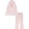 Juicy Couture Kids' Crystal Embellished Velour Zip-up Hoodie & Joggers Set In Pink