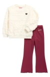 Juicy Couture Kids' Faux Fur Top & Flared Leggings Set In Multi