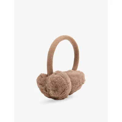 Juicy Couture Kids' Heart Branded Faux-fur Earmuffs Chanterell In Brown